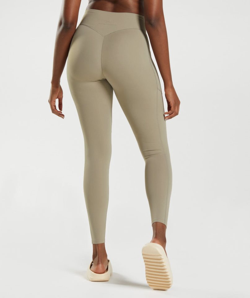 Women's Gymshark Whitney Everyday Pocket Leggings Khaki | NZ 0EFWMK